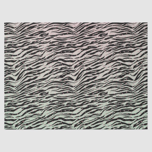 Blush Minze Black Zebra Print Glitzy Dots Ombre Seidenpapier (Vorderseite)