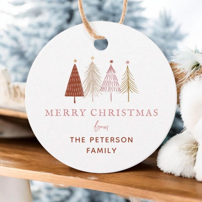 Blush Modern Weihnachtsbaum Weihnachtsfeiertage Ge Geschenkanhänger (Von Creator hochgeladen)