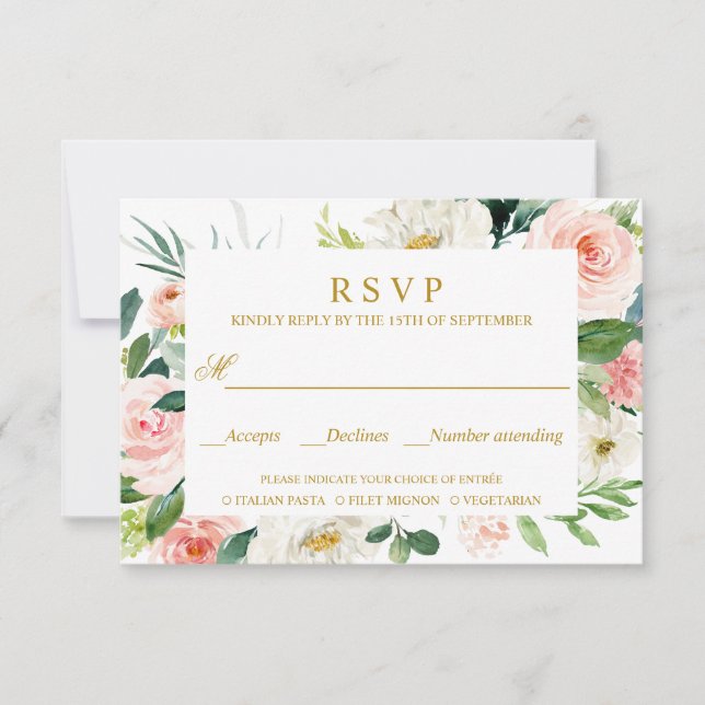 Blush moderne | OR MARIAGE RSVP REPAS CHOIX (Devant)