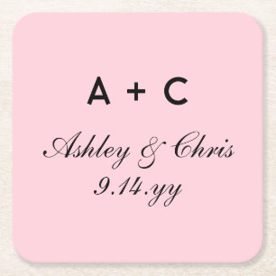 Blush Moderne Personalisierte Hochzeitsempfehlung  Rechteckiger Pappuntersetzer