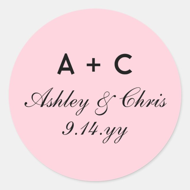 Blush Moderne Personalisierte Hochzeitsempfehlung  Runder Aufkleber (Vorderseite)