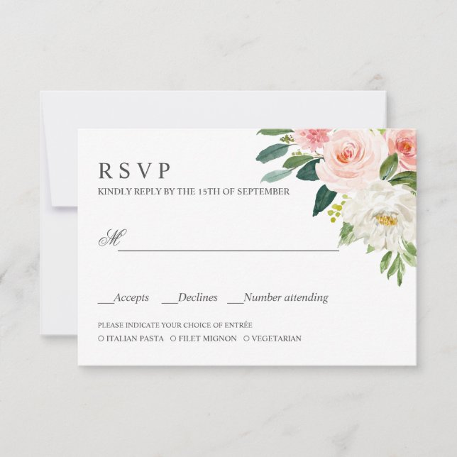 Blush moderne | PInk MARIAGE RSVP REPAS CHOIX (Devant)