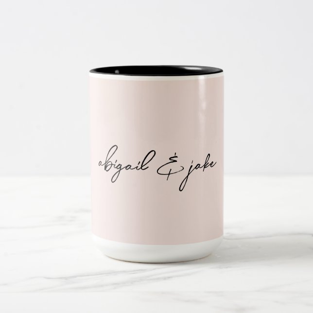 Blush Moderne Skriptkombinationen Zweifarbige Tasse (Mittel)