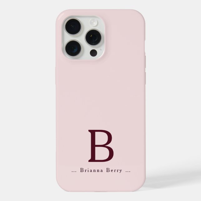 Blush Monogram Elegant iPhone 15 Pro Max Hülle (Rückseite)