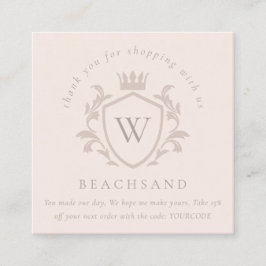Blush Monogram Floral Crown Wappen Order Vielen Da Quadratische Visitenkarte