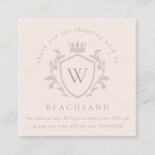 Blush Monogram Floral Crown Wappen Order Vielen Da Quadratische Visitenkarte