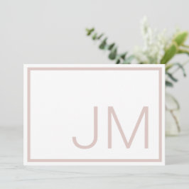 Blush Monogram Initial Danke flache Note Card