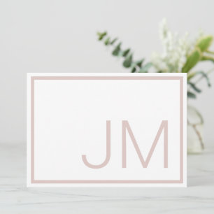 Blush Monogram Initial Danke flache Note Card