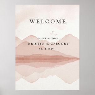 Blush Mountain Range Landschaft Hochzeitsempfang Poster