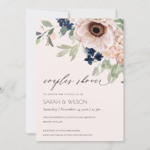 Blush Navy Anemone Floral Paare Dusche laden Dankeskarte