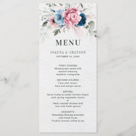 Blush Navy Blue Soft Pastel Pink Blues Hochzeit Menükarte