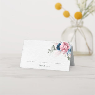 Blush Navy Blue Soft Pastel Pink Blues Hochzeit Platzkarte