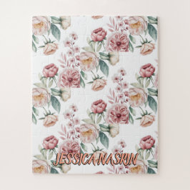 Blush Navy Blue Soft Pastel Pink Floral