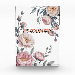 Blush Navy Blue Soft Pastel Pink Floral Fotoblock