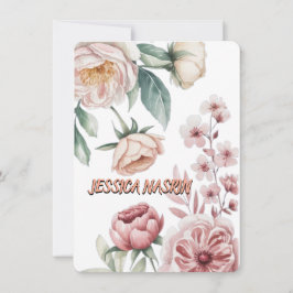 Blush Navy Blue Soft Pastel Pink Floral Mitteilungskarte