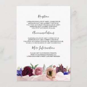 Blush Navy Burgundy Hochzeitsinformationen Begleitkarte