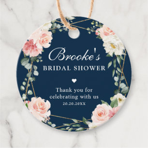 Blush Navy Floral Gold Brautparty Vielen Dank Geschenkanhänger