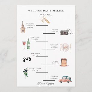 Blush Navy Illustrierte Hochzeitzeitzeitschrift Programm