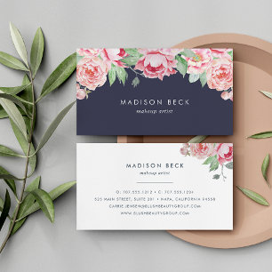 Blush & Navy Peony Visitenkarte