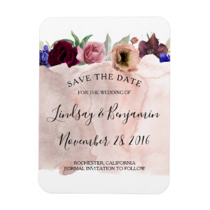 Blush Navy und Burgund Floral Save the Date Magnet