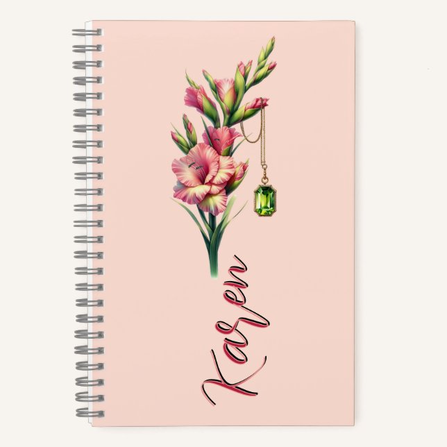 Blush of August: Gladiolus & Peridot Keepsake  Notizbuch (Vorderseite)