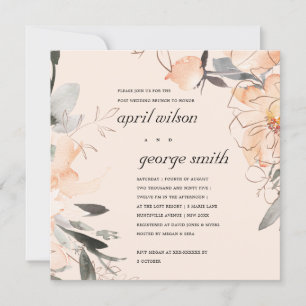 BLUSH ORANGE FLORAL POST WEDING BRUNCH INVITE DANKESKARTE