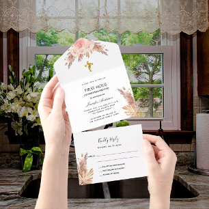 Blush Pampas Gras Rose erste Kommune UAWG All In One Einladung