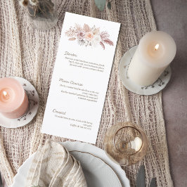 Blush Pampas Grass Floral Wedding Menu Menükarte