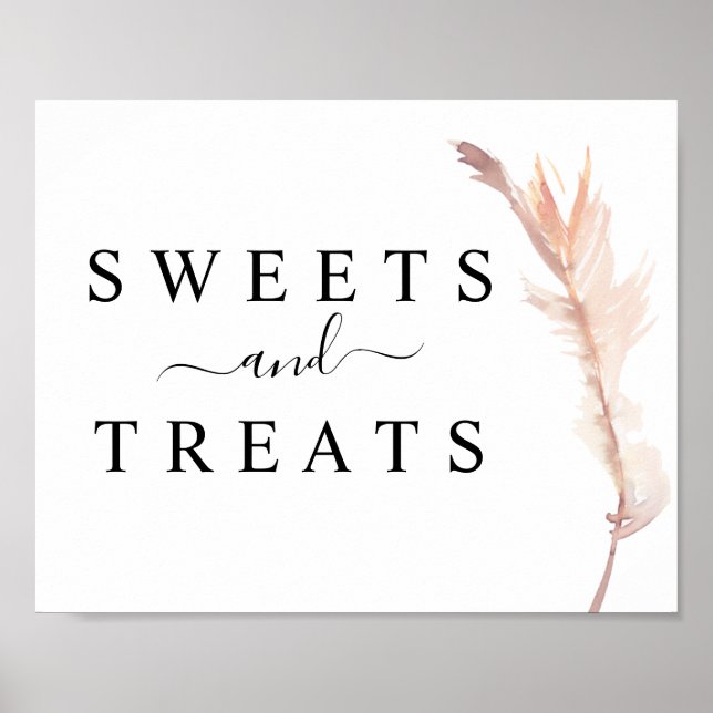 Blush Pampas Grass Hochzeit Süßigkeiten & Leckerei Poster (Vorne)