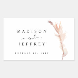 Blush Pampas Grass Minimalistisch Hochzeit Rechteckiger Aufkleber