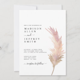 Blush Pampas Grass Minimalistische Hochzeitseinlad Ankündigung