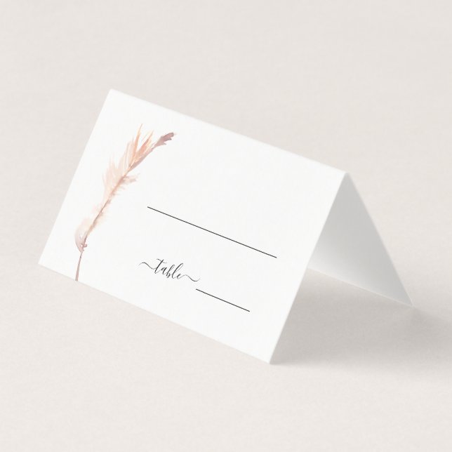 Blush Pampas Grass Minimalistische Hochzeitskarte (Vorderseite)