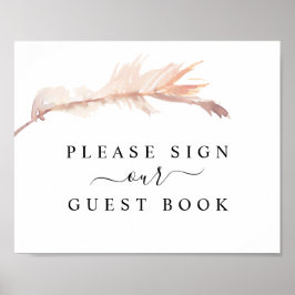 Blush Pampas Grass Wedding Guest Book Sign Poster