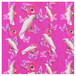 Blush Paradies: Kakados und Schmetterlinge Harmoni Stoff