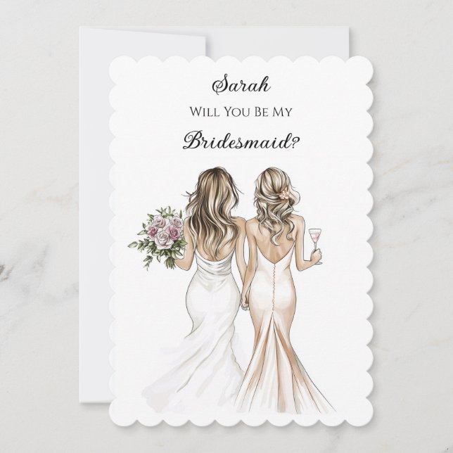 Blush Pastel Bridesmaid Vorschlagskarte Einladung (Vorderseite)