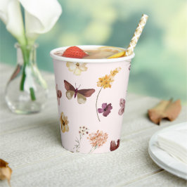 Blush Pastel Wildblume Modern Boho Wedding Pappbecher