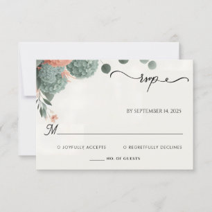 Blush Pastellpfirsich Minze Moss Sage Green Weddin RSVP Karte