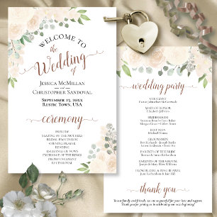 Blush Peach Boho Floral Budget Wedding Programme