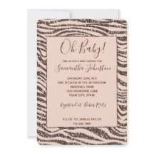 Blush Peach Brown Zebra Glitzer Babydusche