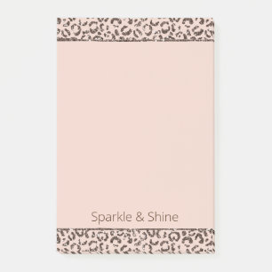 Blush Peach Chocolate Brawn Leopard Glitzer Post-it Klebezettel