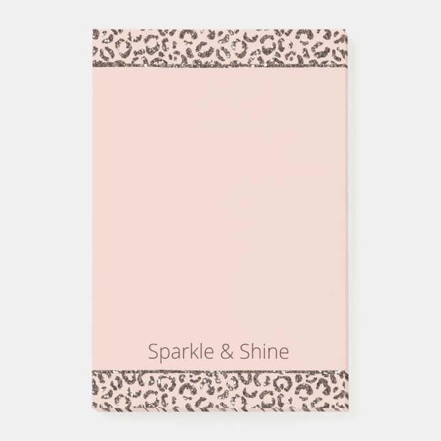Blush Peach Chocolate Brawn Leopard Glitzer    Post-it Klebezettel (Vorderseite)
