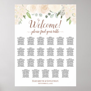 Blush Peach floral 23 Table Wedding Seating Chart Poster