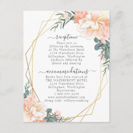 Blush Peach Floral Gold Mint Grüne Hochzeit Detail Begleitkarte