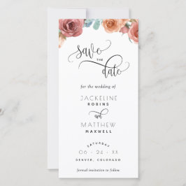 Blush Peach floral Wedding Save the Date Lesezeich