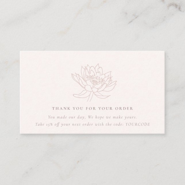 BLUSH PEACH LOTUS FLORA LOGO SHOPPPING DANK VISITENKARTE (Vorderseite)
