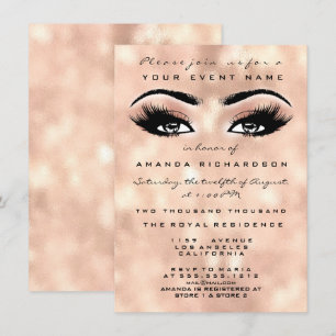 Blush Peach Makeup Glitzer Eyes 16. Bridal Damask Einladung