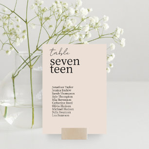 Blush Peach Moderne Minimalistische Hochzeit Tischnummer