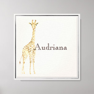 Blush Peach Niedlich Giraffen Name Leinwanddruck