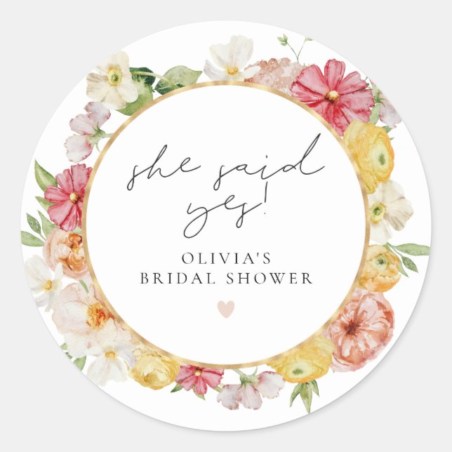 Blush & Peach Pastell Brautparty Runder Aufkleber (Vorderseite)