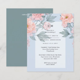 Blush Peach PEONIES Blue Wedite Empfang